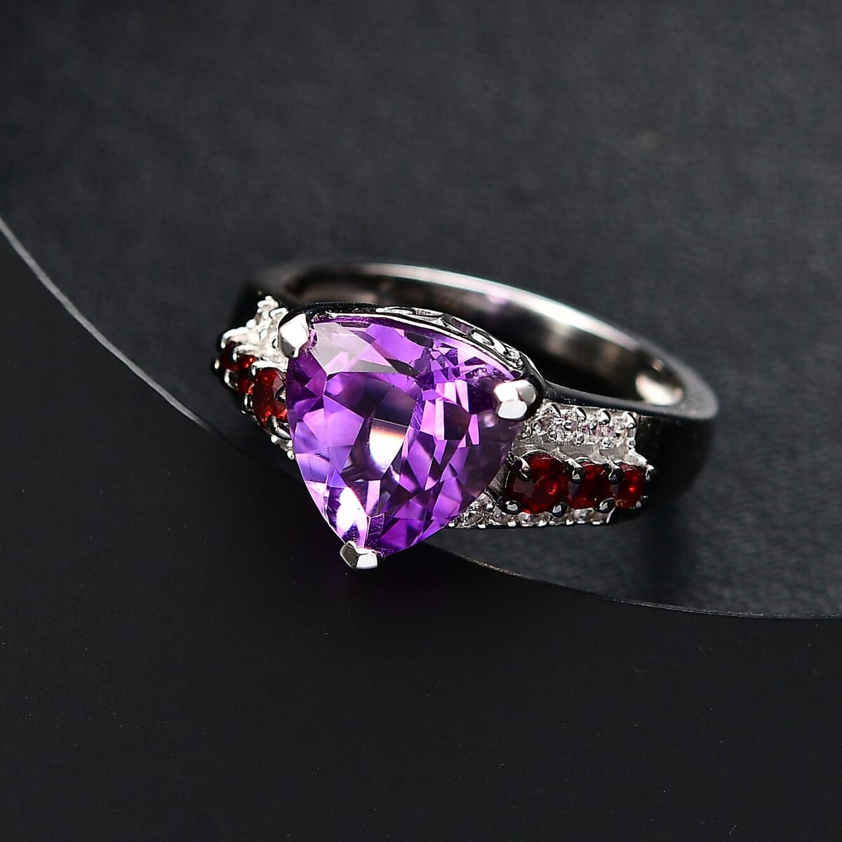 D'Joy Moroccan Rose and Multi Gemstone 3.80 ctw Modern Elegance Ring in Platinum Over Sterling Silver (Size 7.0) image number 1