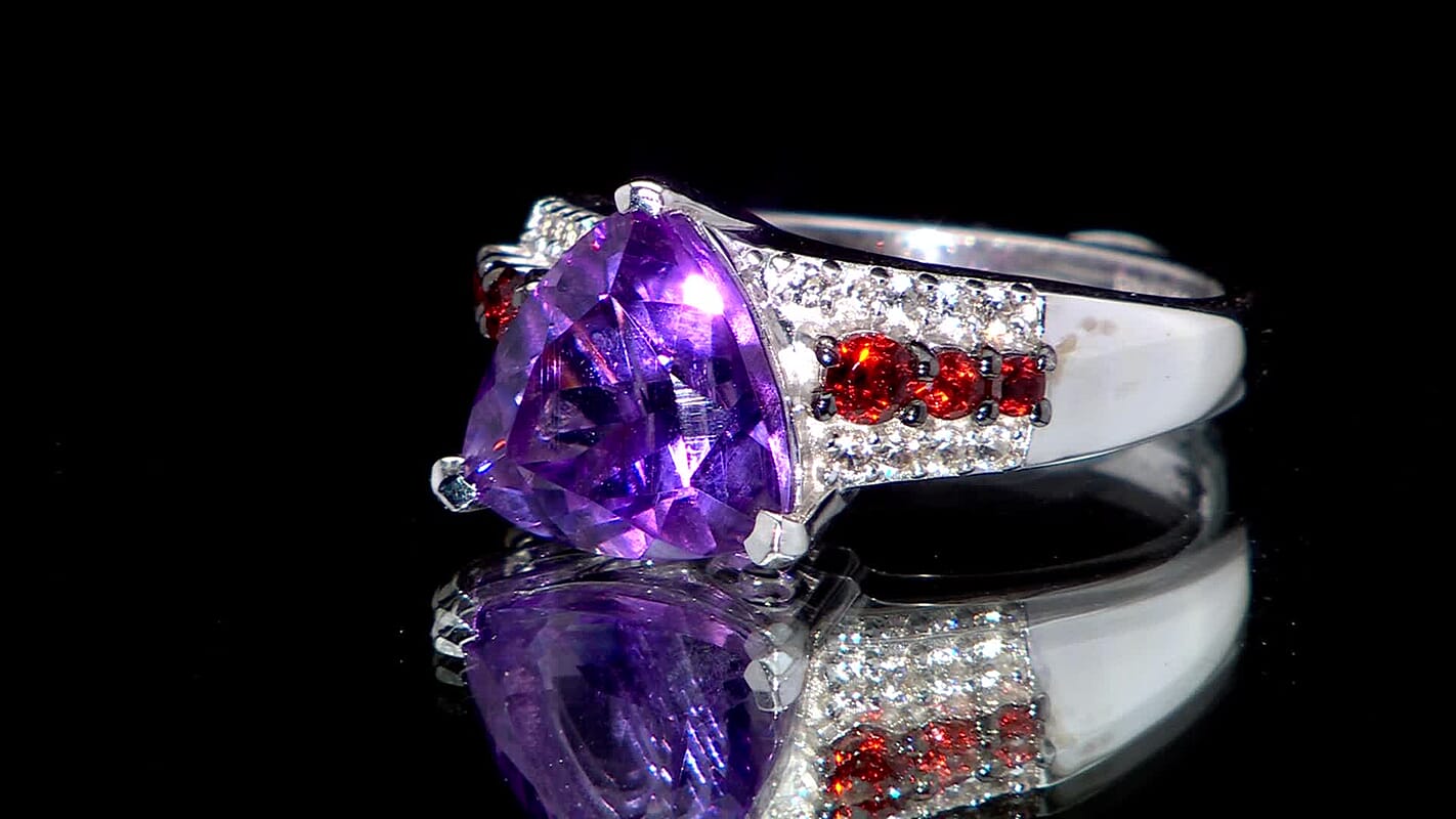 Moroccan Rose and Multi Gemstone 3.80 ctw Ring in Platinum Over Sterling Silver (Size 10.0)