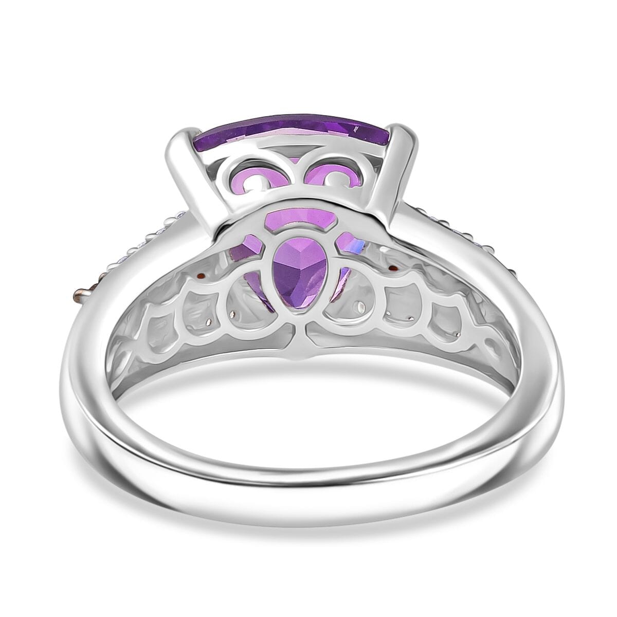 D'Joy Moroccan Rose and Multi Gemstone 3.80 ctw Modern Elegance Ring in Platinum Over Sterling Silver (Size 7.0) image number 4