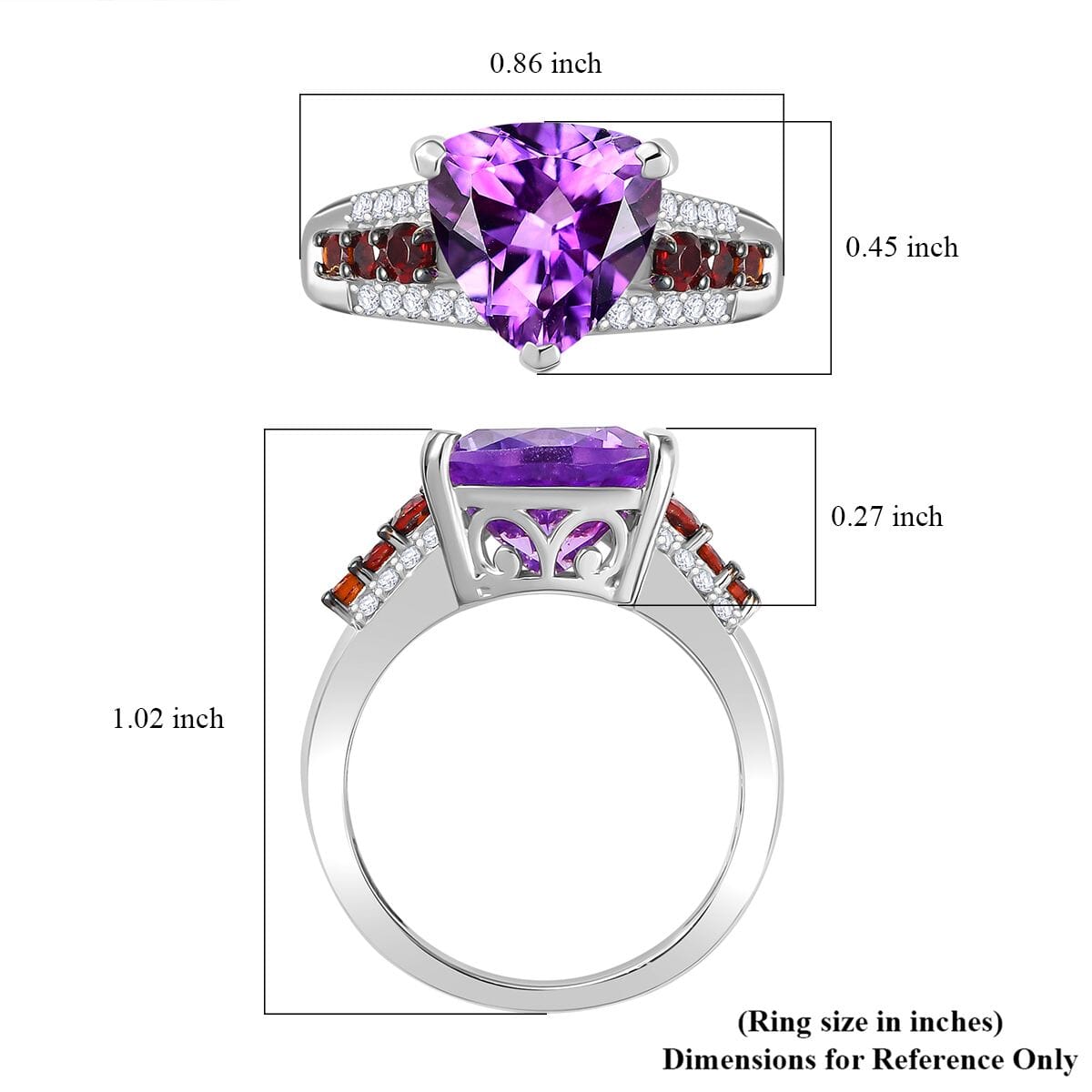 D'Joy Moroccan Rose and Multi Gemstone 3.80 ctw Modern Elegance Ring in Platinum Over Sterling Silver (Size 7.0) image number 5