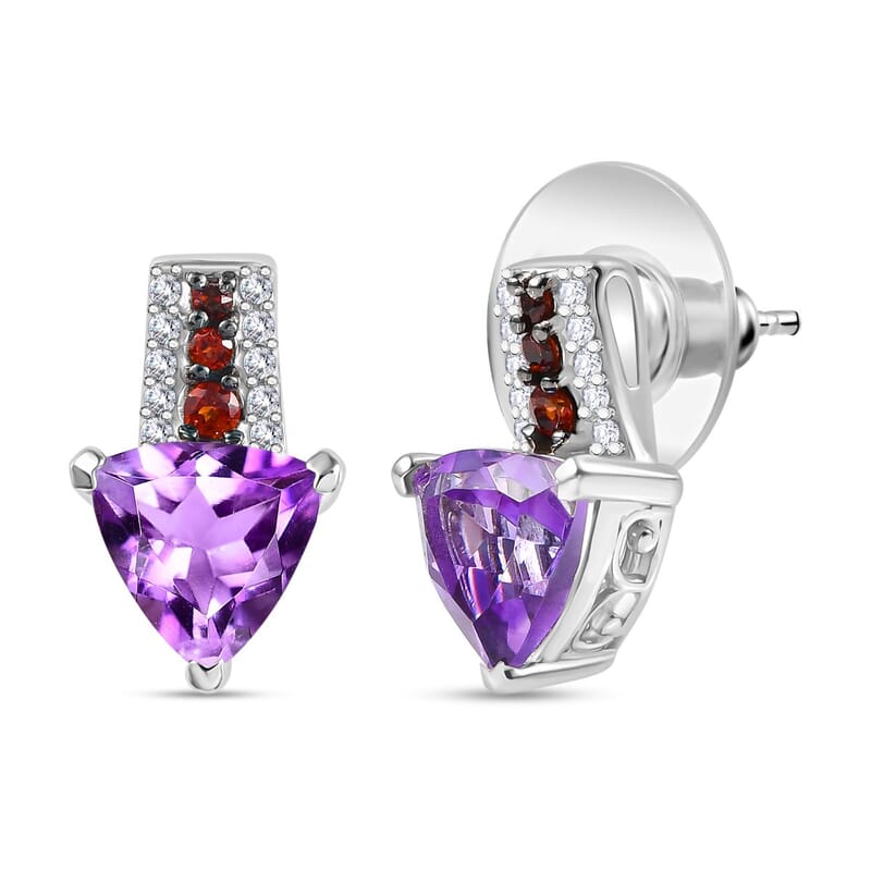 D'Joy Moroccan Rose and Mozambique Garnet 3.65 ctw Modern Elegance Earrings in Platinum Over Sterling Silver 