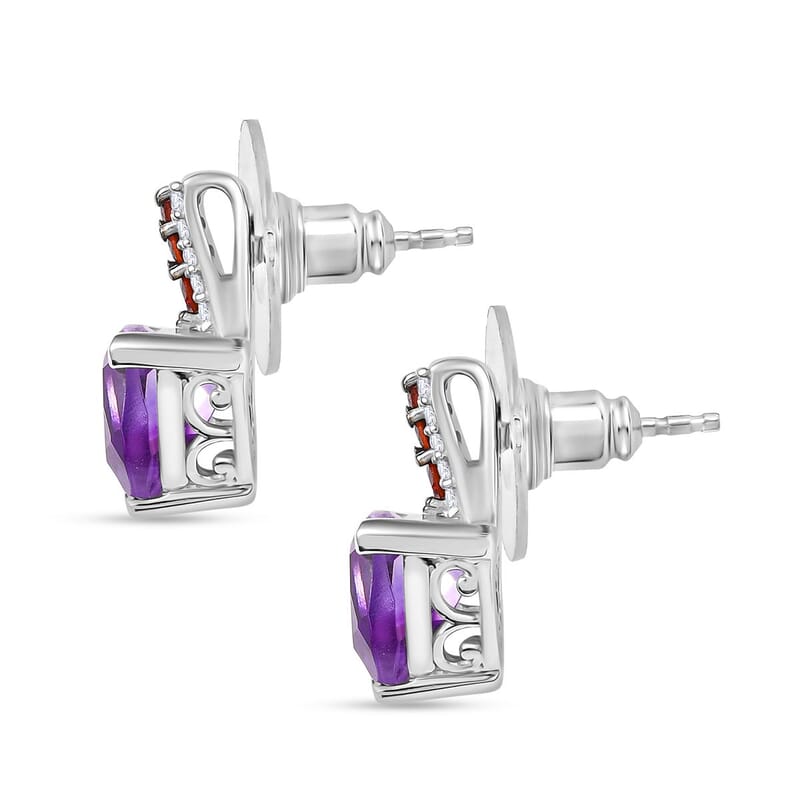 D'Joy Moroccan Rose and Mozambique Garnet 3.65 ctw Modern Elegance Earrings in Platinum Over Sterling Silver 