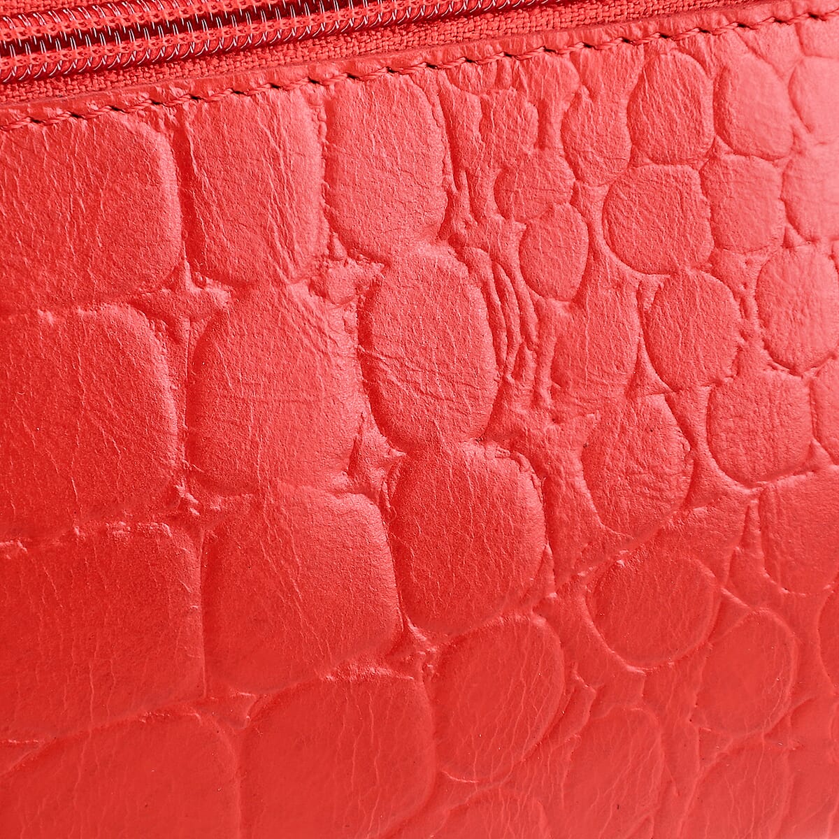 Red 100% Genuine Leather Flap Closure Crossbody Bag image number 8
