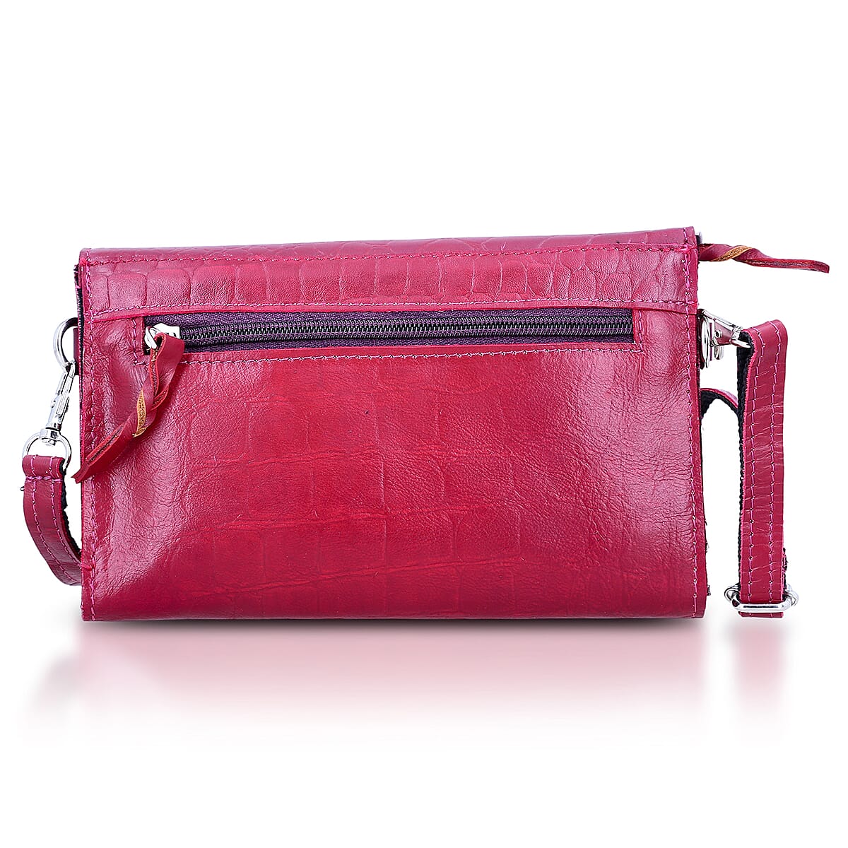 Cherry 100% Genuine Leather Flap Closure Crossbody Bag image number 6