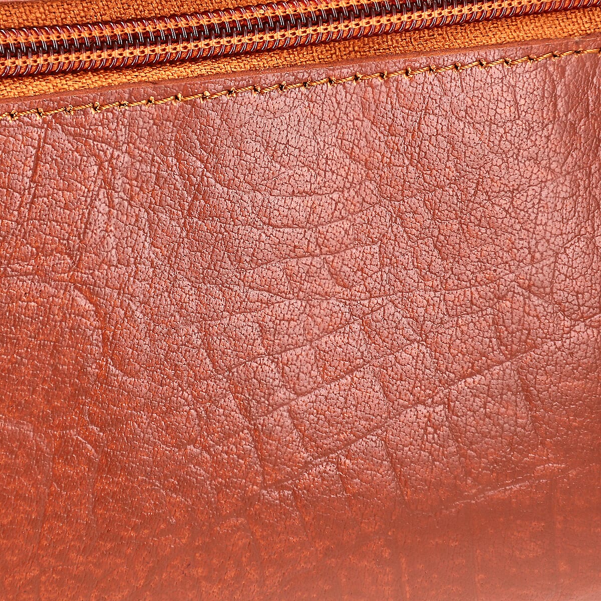 Tan 100% Genuine Leather Flap Closure Crossbody Bag  image number 8