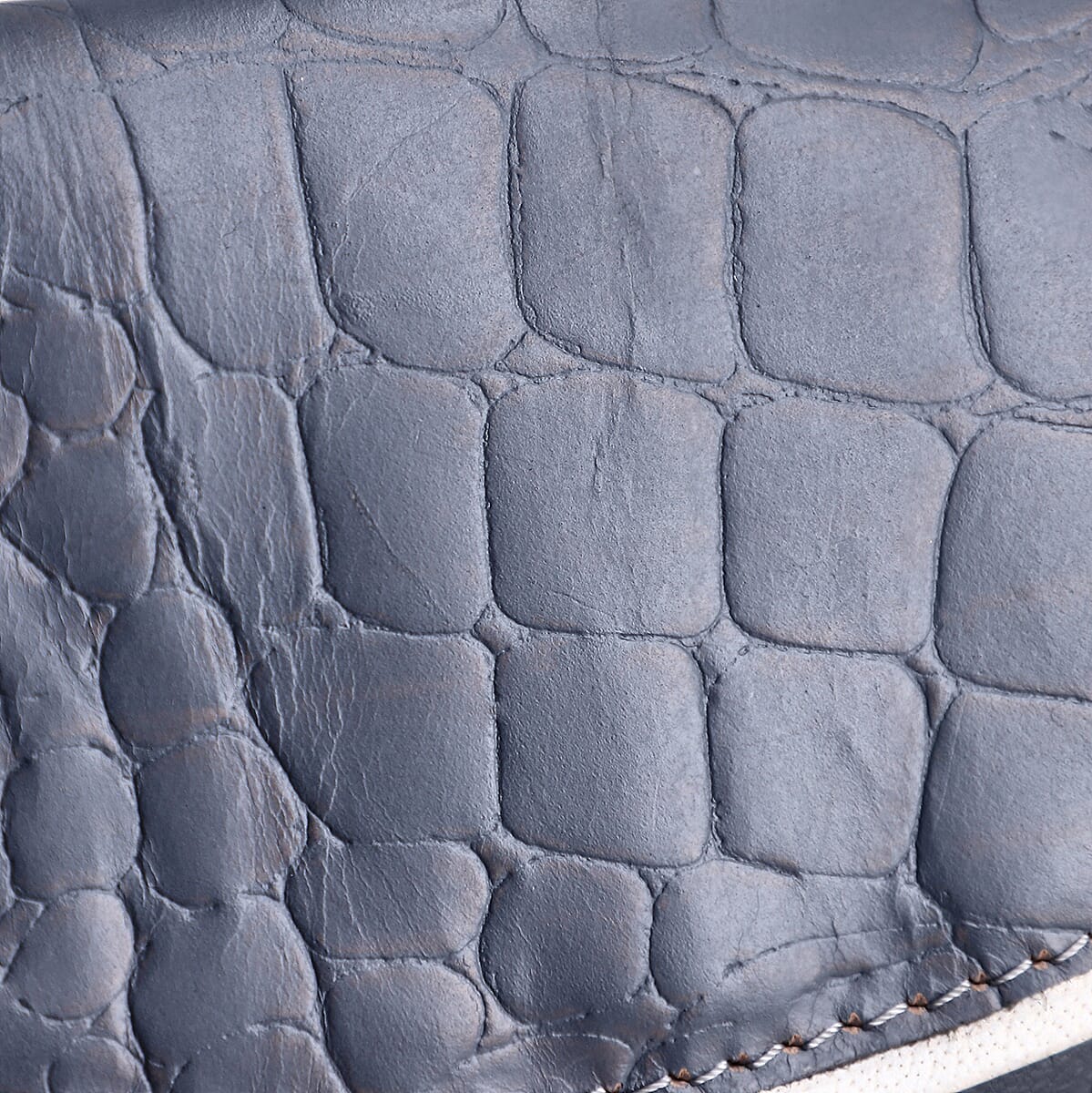 Gray 100% Genuine Leather Flap Closure Crossbody Bag image number 8