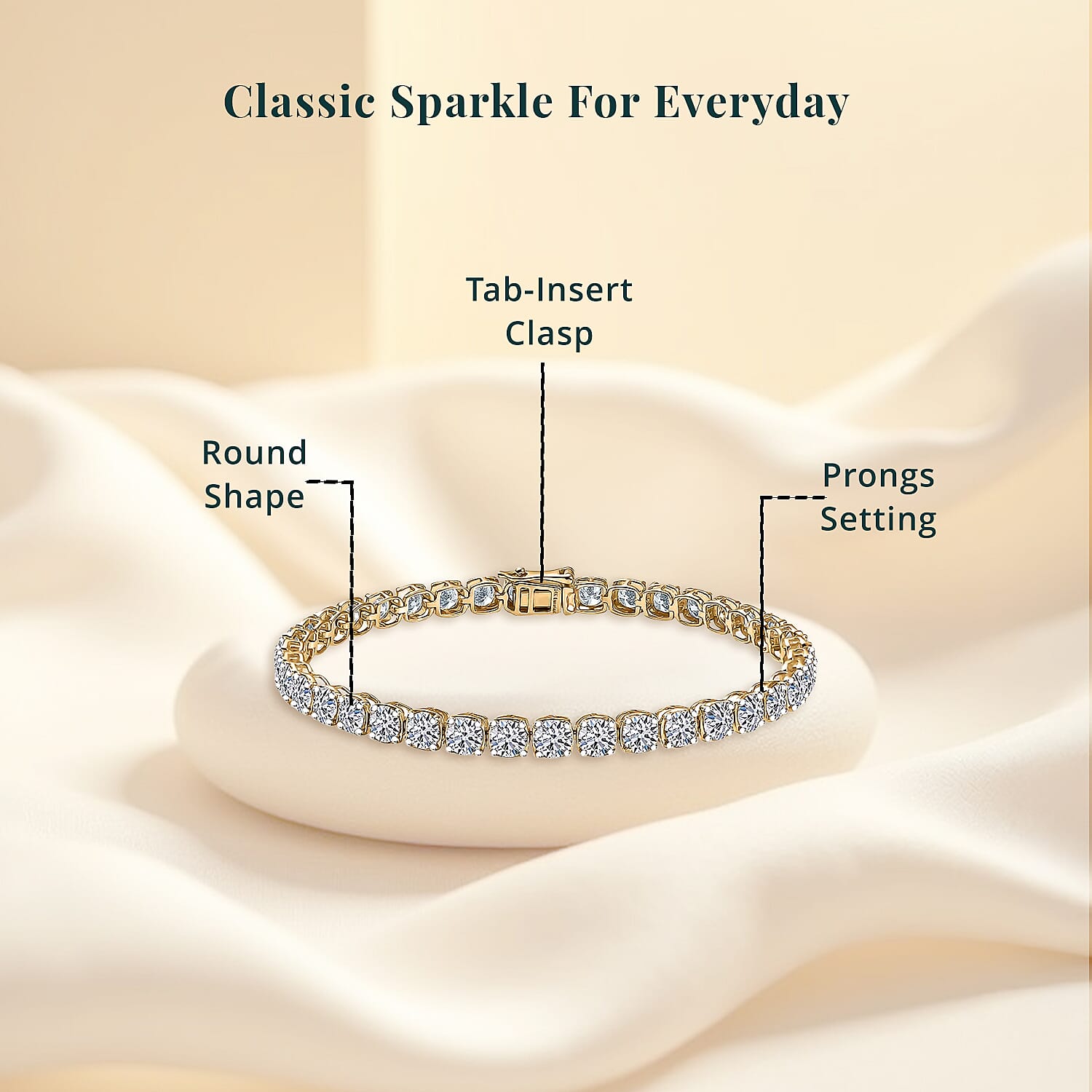 Luxuriant Lab Grown Diamond E-F, VS 9.90 ctw Lustrous Harmony Bracelet in 14K Yellow Gold (7.25 In)