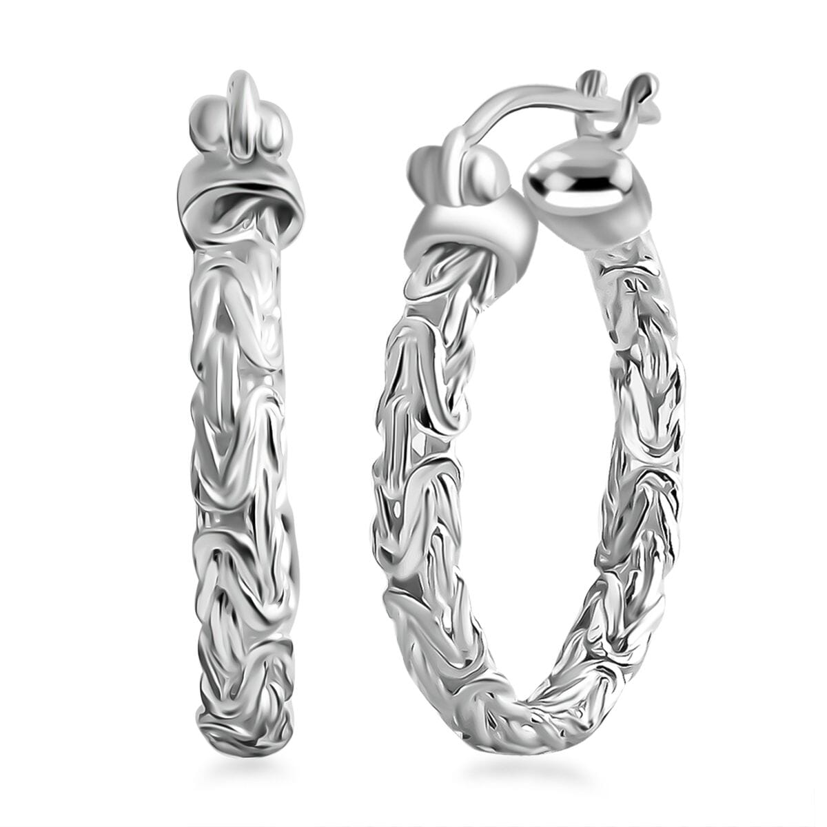 Bali Legacy Byzantine Hoop Earrings in Sterling Silver 7.20 Grams image number 0