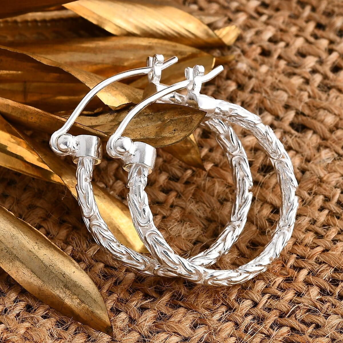 Bali Legacy Byzantine Hoop Earrings in Sterling Silver 7.20 Grams image number 1