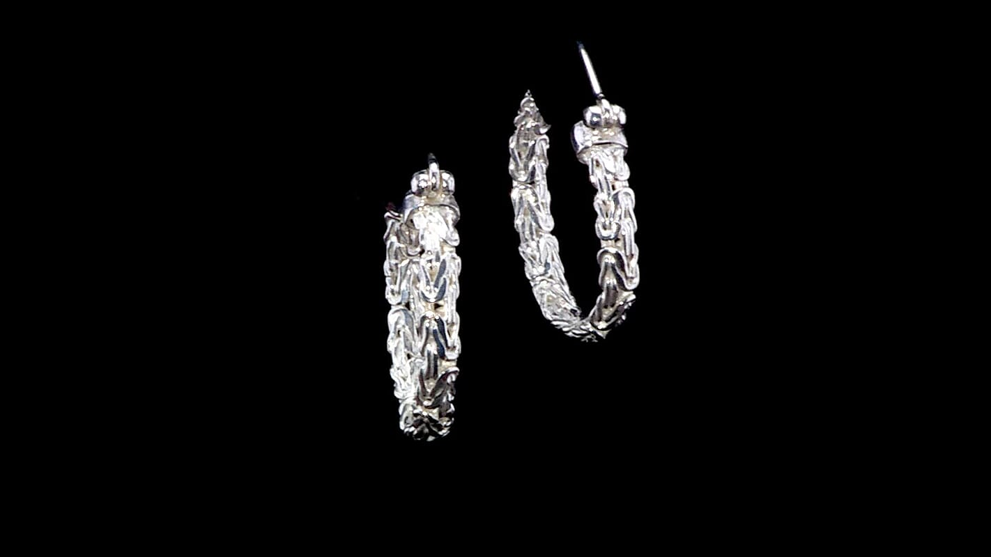 Bali Legacy Byzantine Hoop Earrings in Sterling Silver 7.20 Grams