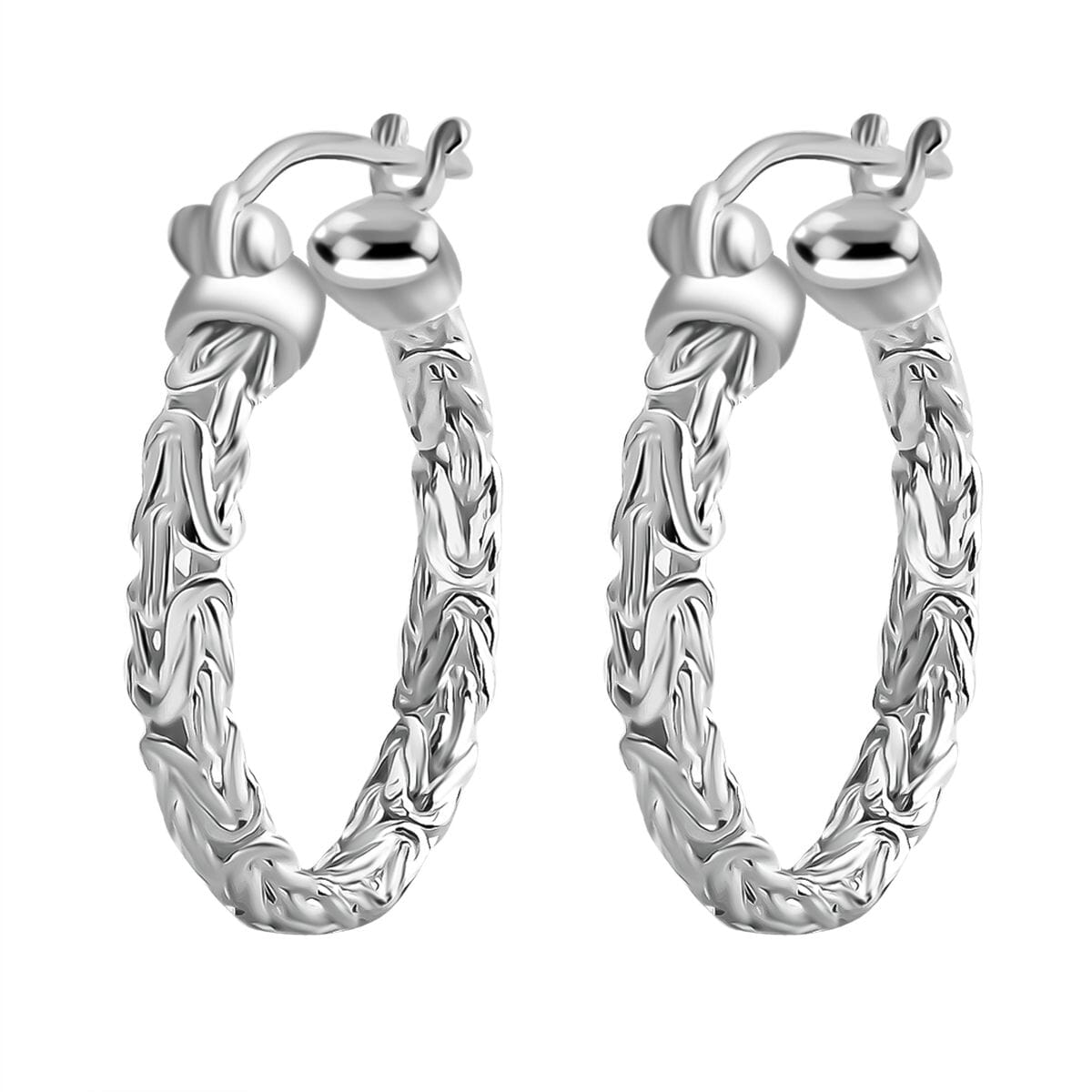 Bali Legacy Byzantine Hoop Earrings in Sterling Silver 7.20 Grams image number 3