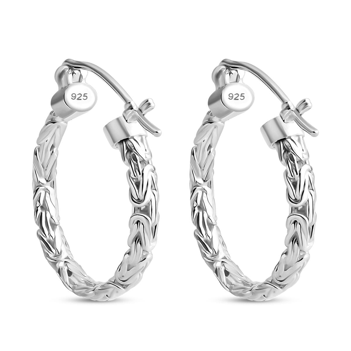 Bali Legacy Byzantine Hoop Earrings in Sterling Silver 7.20 Grams image number 4