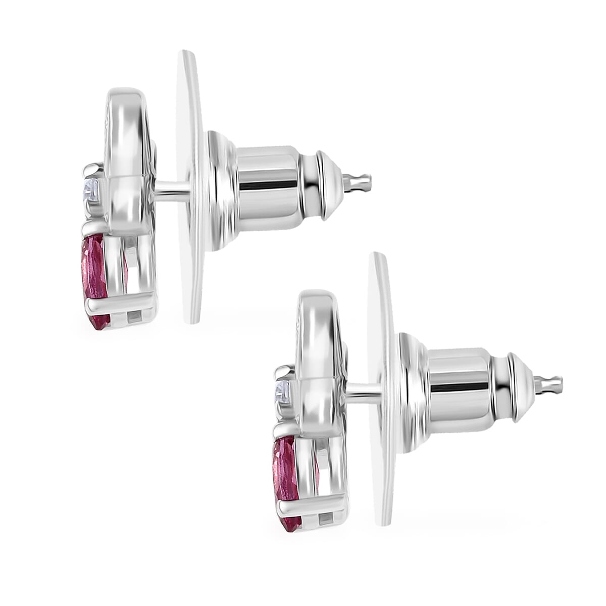 Luxuriant Bixbite (LG) and White Zircon 0.70 ctw Butterfly Earrings in Rhodium Over Sterling Silver image number 3