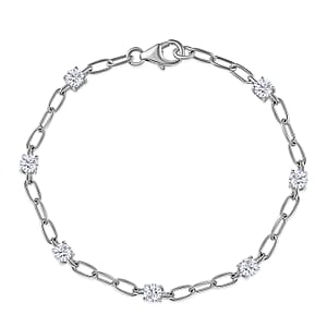 Moissanite 1.70 ctw Chain Bracelet in Rhodium Over Sterling Silver (7.25 In)
