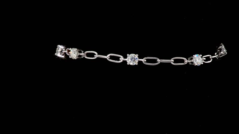 D'Joy Moissanite 1.70 ctw Chain Bracelet in Rhodium Over Sterling Silver (7.25 In)