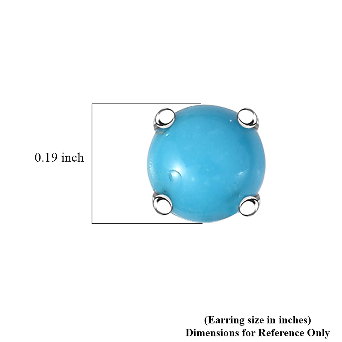 D'Joy Sleeping Beauty Turquoise 1.10 ctw Solitaire Stud Earrings in Rhodium Over Sterling Silver image number 4