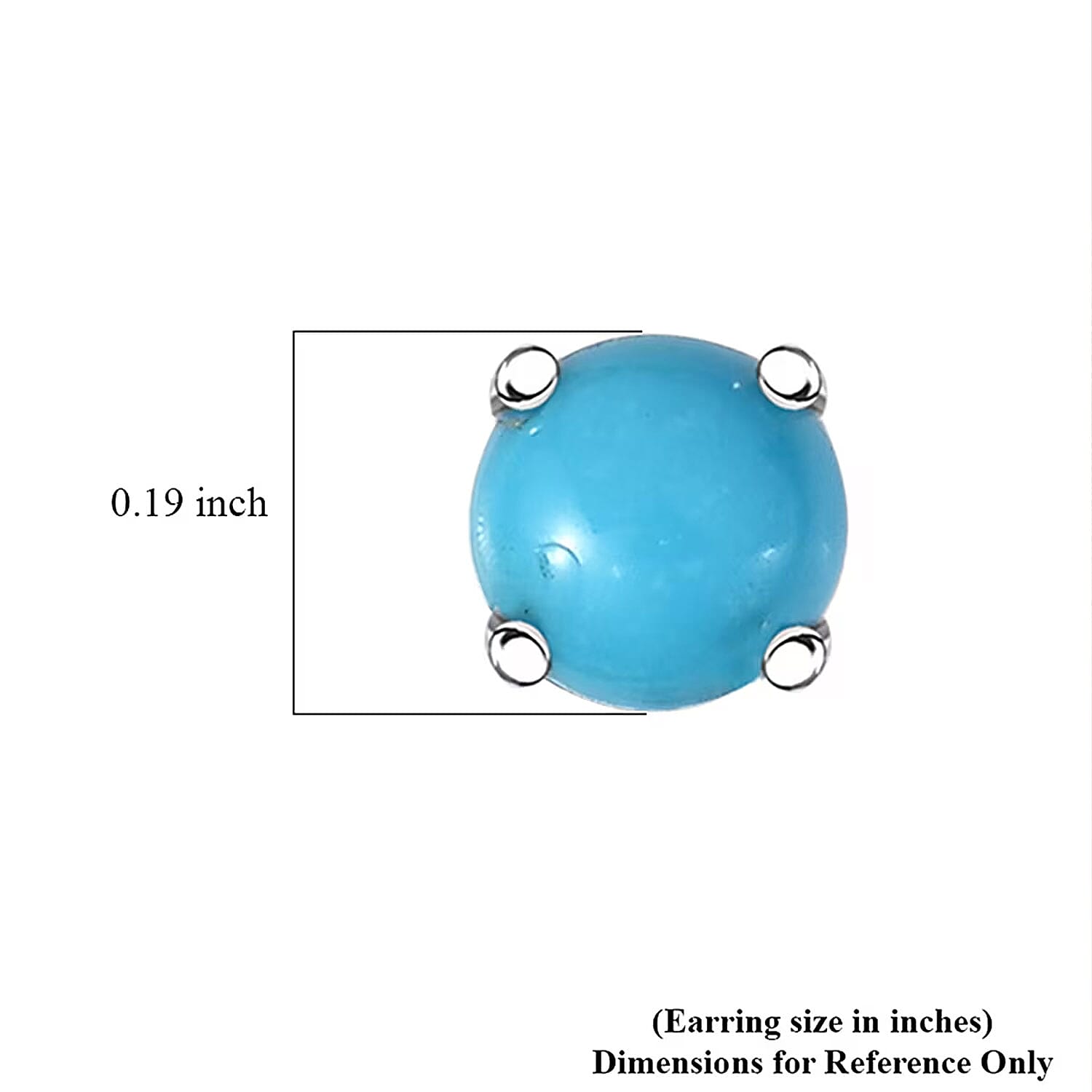 D'Joy Sleeping Beauty Turquoise 1.10 ctw Solitaire Stud Earrings in Rhodium Over Sterling Silver