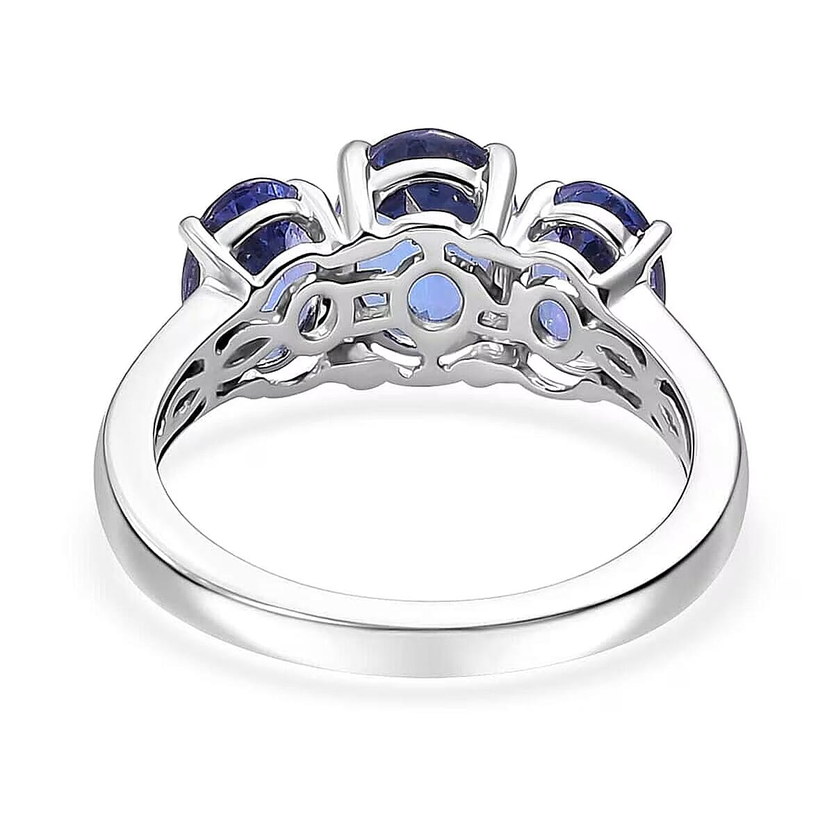 Certified & Appraised Rhapsody AAAA Tanzanite 3.26 ctw 3 Stone Ring in 950 Platinum (Size 6.5) 5.20 Grams image number 7