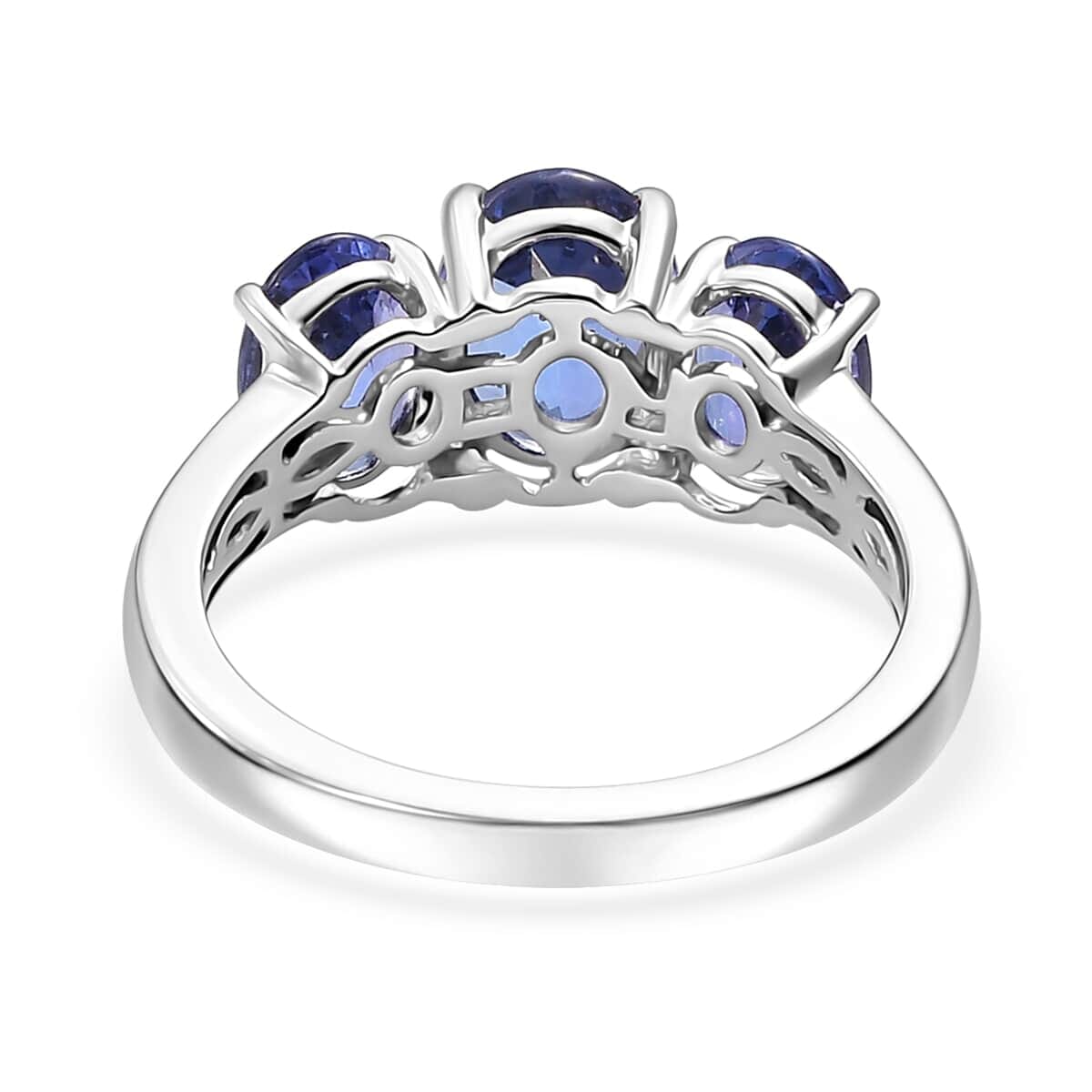 Certified & Appraised Rhapsody AAAA Tanzanite 3.26 ctw 3 Stone Ring in 950 Platinum (Size 7.5) 5.20 Grams image number 4