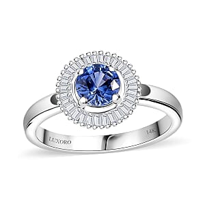 Certified & Appraised AAA Ceylon Blue Sapphire and G-H I2 Diamond 1.02 ctw Halo Ring in 14K White Gold (Size 5.5) 4.25 Grams