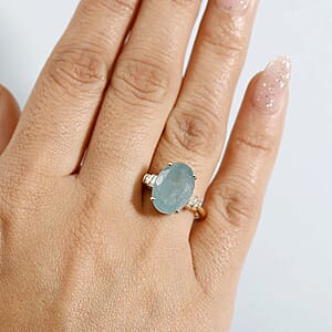 Luxoro Premium Grandidierite and G-H I2 Diamond 6.20 ctw Ring in 10K Yellow Gold (Size 9.5)