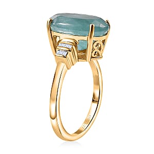 Luxoro Premium Grandidierite and G-H I2 Diamond 6.20 ctw Ring in 10K Yellow Gold (Size 9.5)