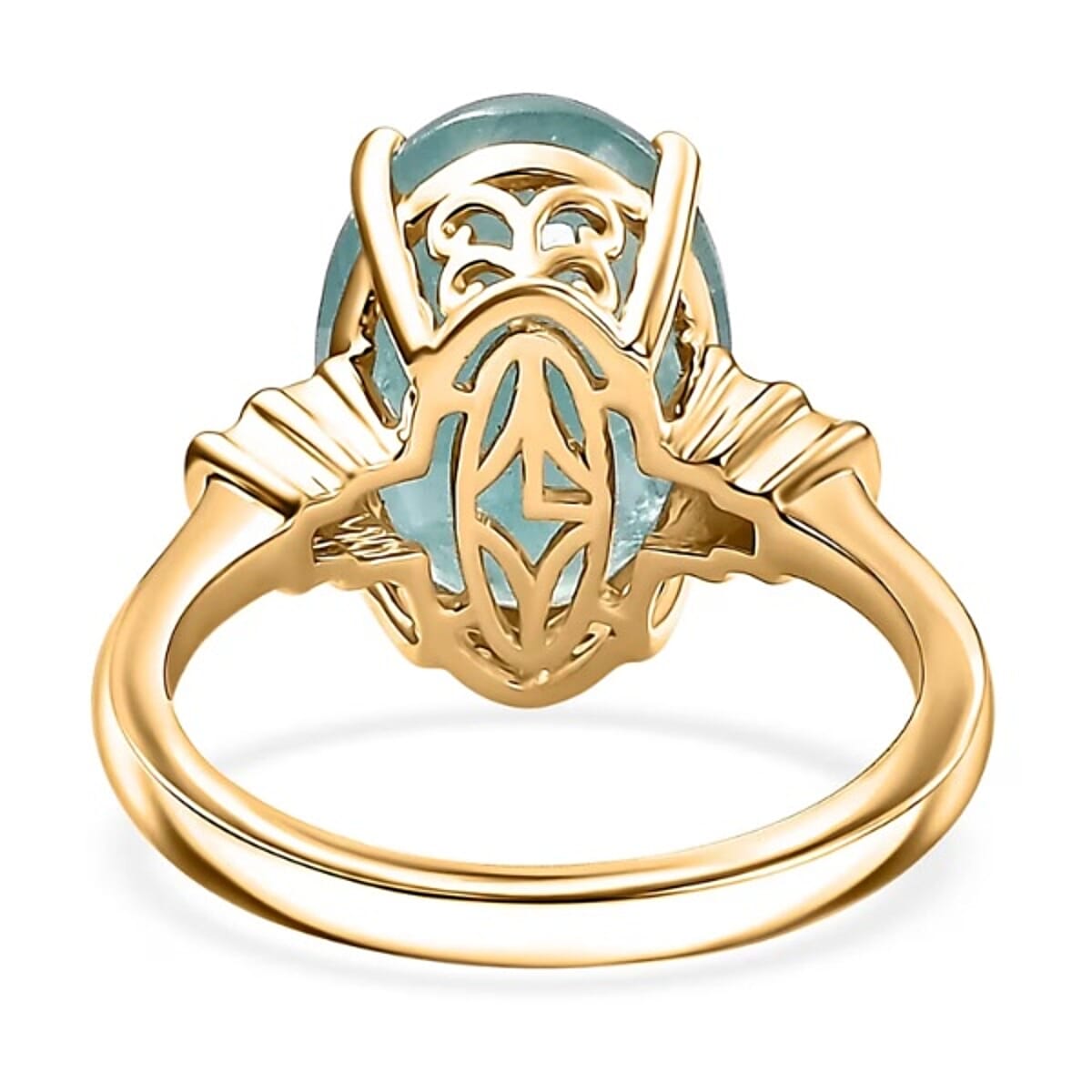 Luxoro Premium Grandidierite and G-H I2 Diamond 6.20 ctw Ring in 10K Yellow Gold (Size 9.5) image number 6