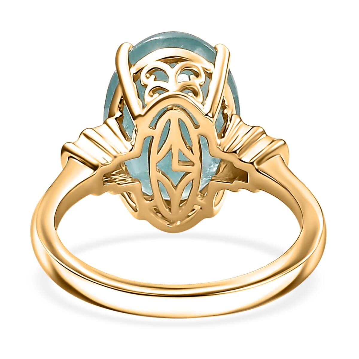 Luxoro Premium Grandidierite and G-H I2 Diamond 6.20 ctw Ring in 10K Yellow Gold (Size 11.0) image number 4