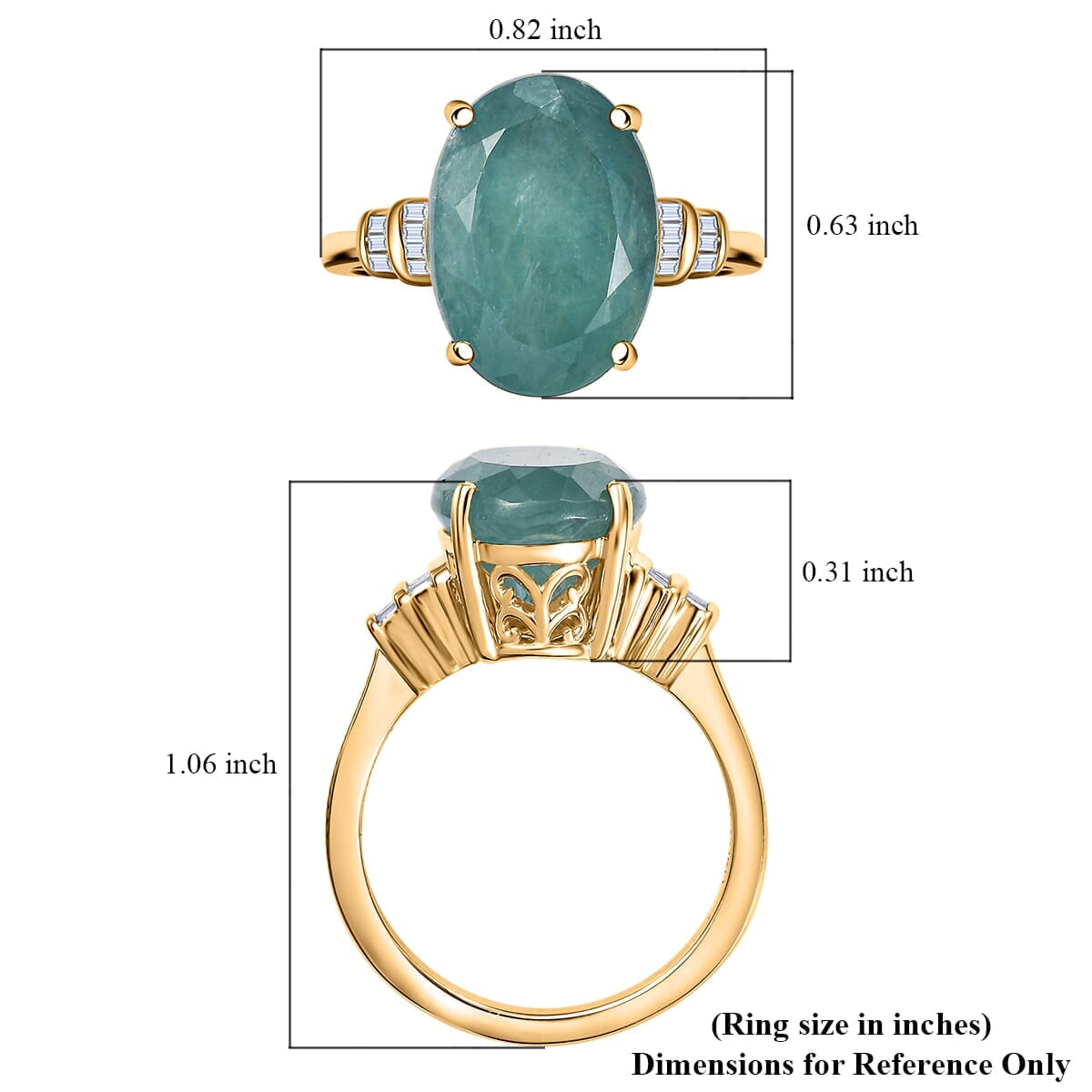 Luxoro Premium Grandidierite and G-H I2 Diamond 6.20 ctw Ring in 10K Yellow Gold (Size 11.0) image number 5