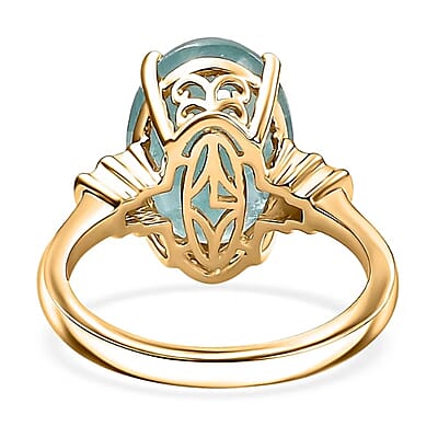Luxoro Premium Grandidierite and G-H I2 Diamond 6.20 ctw Ring in 10K Yellow Gold (Size 12.0)