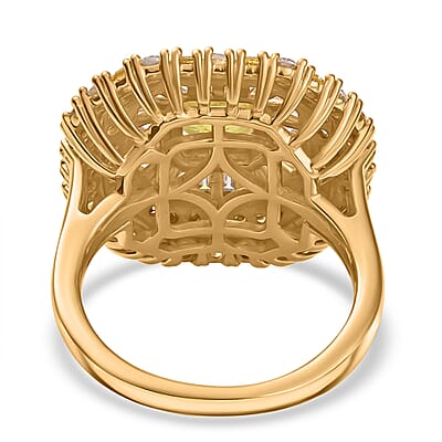 D'Joy Premium Madagascar Yellow Sapphire and Moissanite 3.65 ctw Majesty Ring in 18K Vermeil Yellow Gold Over Sterling Silver (Size 10.0)