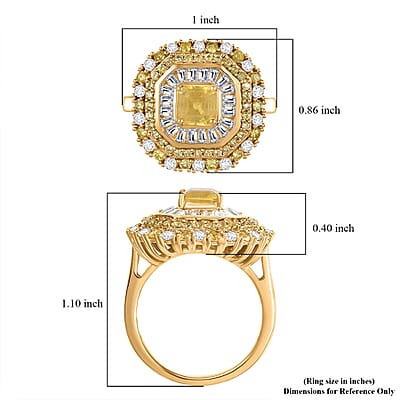 D'Joy Premium Madagascar Yellow Sapphire and Moissanite 3.65 ctw Majesty Ring in 18K Vermeil Yellow Gold Over Sterling Silver (Size 10.0)