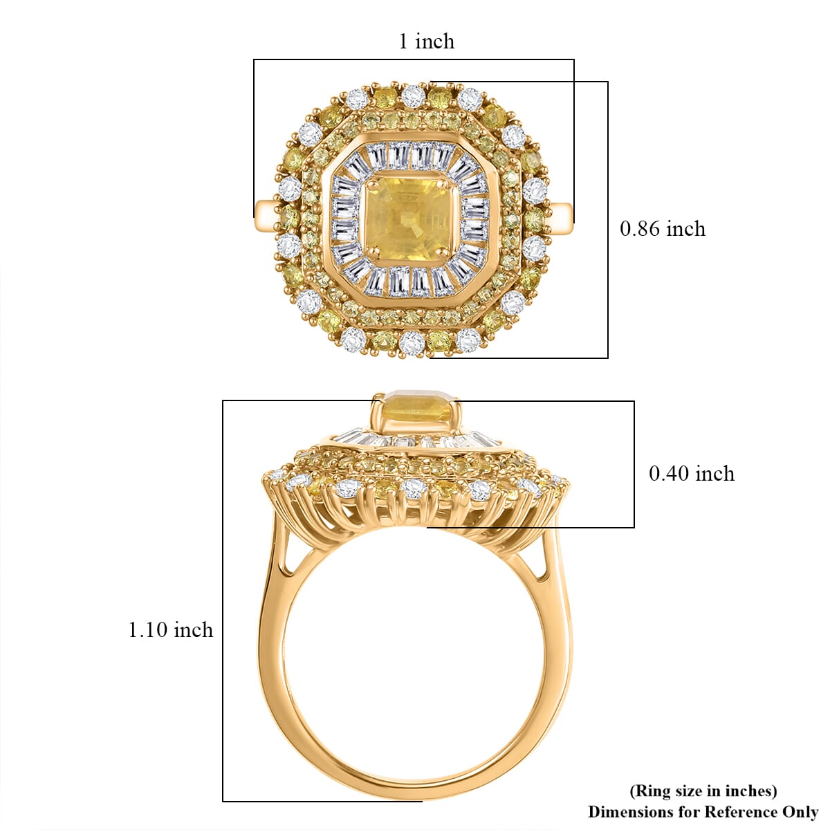 D'Joy Premium Madagascar Yellow Sapphire and Moissanite 3.65 ctw Majesty Ring in 18K Vermeil Yellow Gold Over Sterling Silver (Size 7.0) image number 5