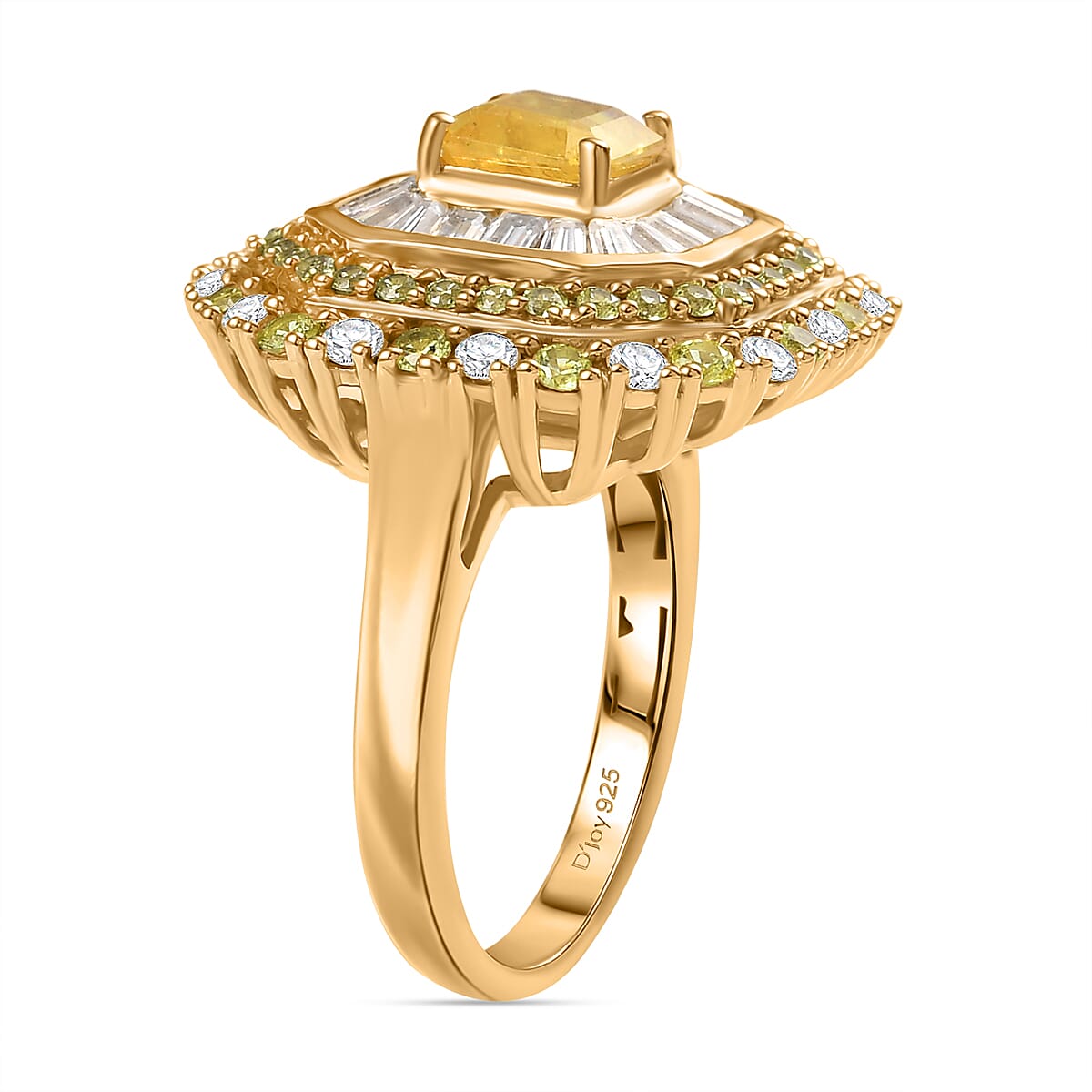 D'Joy Premium Madagascar Yellow Sapphire and Moissanite 3.65 ctw Majesty Ring in 18K Vermeil Yellow Gold Over Sterling Silver (Size 8.0)