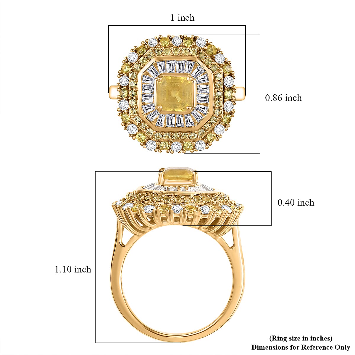 D'Joy Premium Madagascar Yellow Sapphire and Moissanite 3.65 ctw Majesty Ring in 18K Vermeil Yellow Gold Over Sterling Silver (Size 8.0)