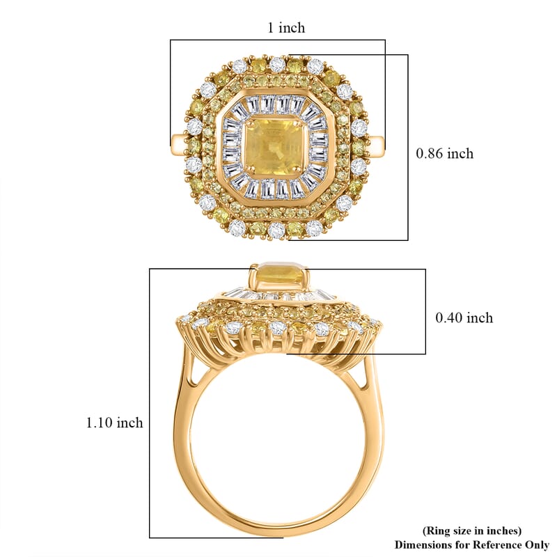 D'Joy Premium Madagascar Yellow Sapphire and Moissanite 3.65 ctw Majesty Ring in 18K Vermeil Yellow Gold Over Sterling Silver (Size 8.0)
