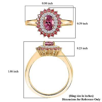 Luxoro 10K Rose Gold Premium Pink Calabar Tourmaline, Padparadscha Sapphire and White Diamond (I2) (0.10) Ring (Size 11.0) 1.35 ctw