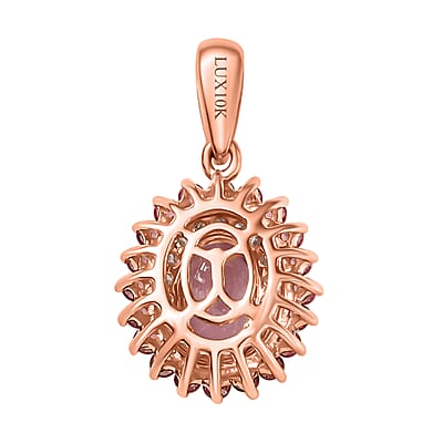 Luxoro Premium Natural Calabar Pink Tourmaline, Padparadscha Sapphire and I2 Diamond 1.65 ctw Crimson Halo Pendant without Chain in 10K Rose Gold