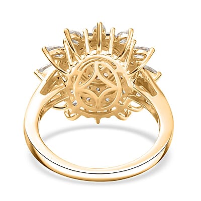 D'Joy Premium Golden Turkizite and Multi Gemstone 2.50 ctw Sunflower Halo Ring in 18K Vermeil Yellow Gold Over Sterling Silver (Size 10.0)