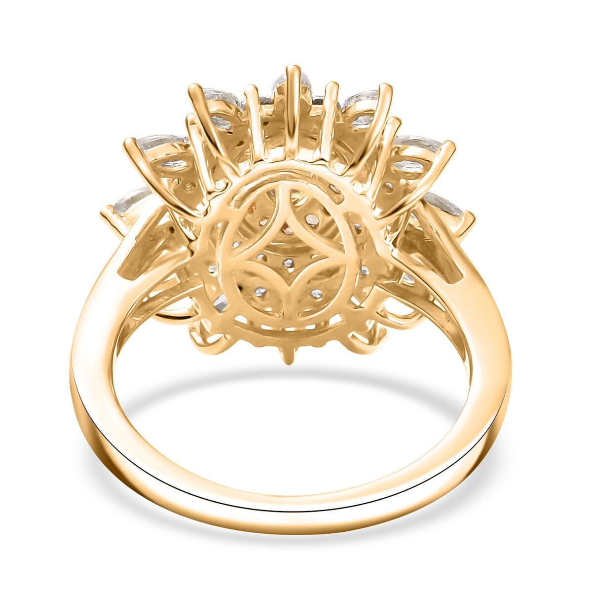 D'Joy Premium Golden Turkizite and Multi Gemstone 2.50 ctw Sunflower Halo Ring in 18K Vermeil Yellow Gold Over Sterling Silver (Size 9.0) image number 4