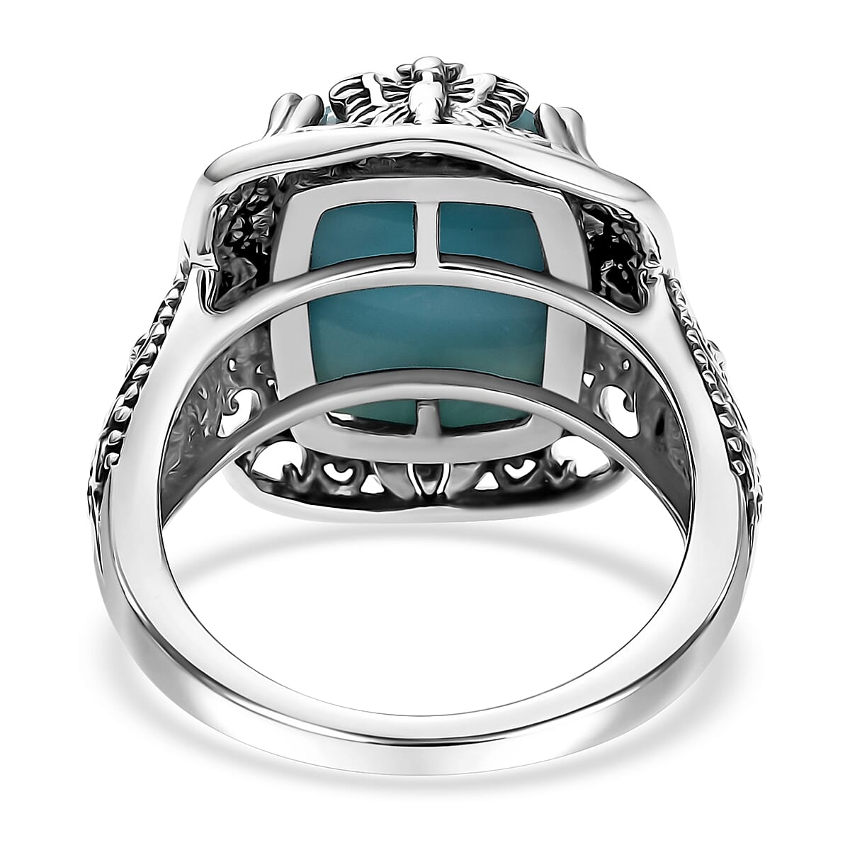 D'Joy Artisan Crafted Larimar 8.15 ctw Butterfly Ring in Sterling Silver (Size 10.0)
