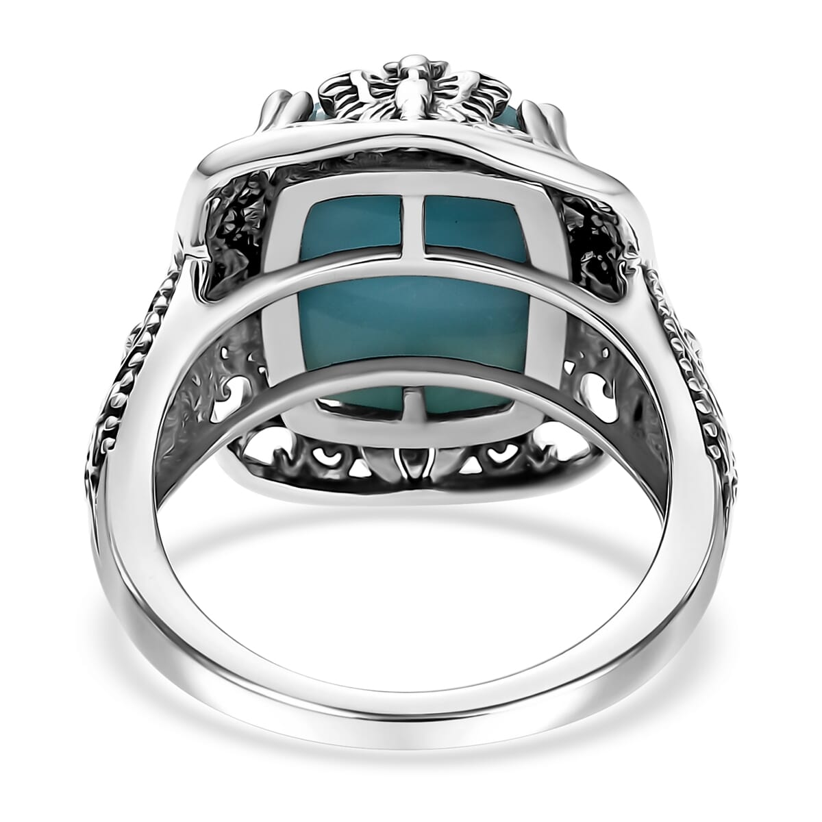 D'Joy Artisan Crafted Larimar 8.15 ctw Butterfly Ring in Sterling Silver (Size 8.0) image number 4
