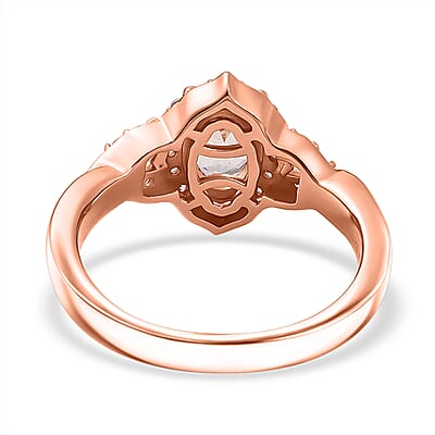 D'Joy Pink Morganite and White Zircon 0.90 ctw Ring in 18K Vermeil Rose Gold Over Sterling Silver (Size 10.0)