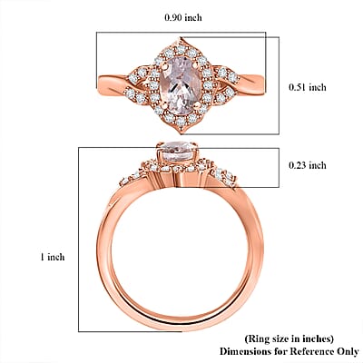 D'Joy Pink Morganite and White Zircon 0.90 ctw Ring in 18K Vermeil Rose Gold Over Sterling Silver (Size 10.0)