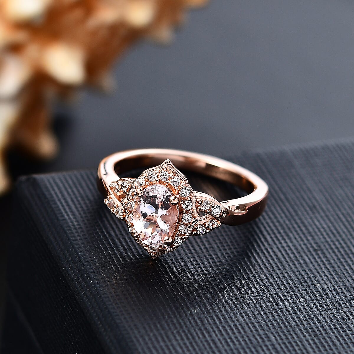 D'Joy Pink Morganite and White Zircon 0.90 ctw Ring in 18K Vermeil Rose Gold Over Sterling Silver (Size 5.0) image number 1