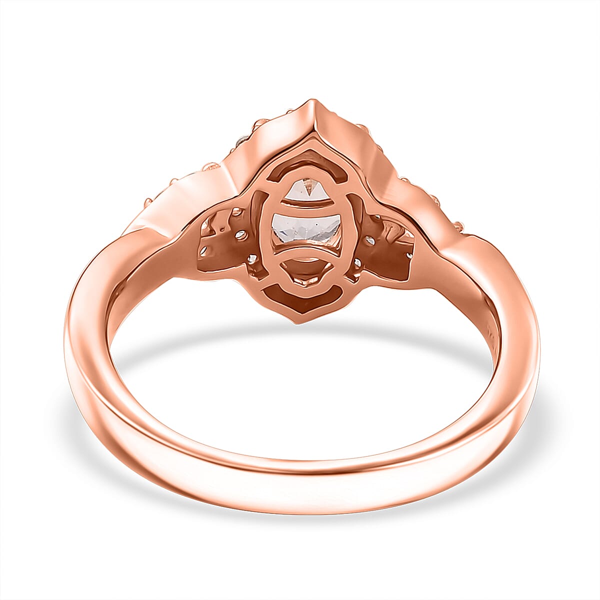 D'Joy Pink Morganite and White Zircon 0.90 ctw Ring in 18K Vermeil Rose Gold Over Sterling Silver (Size 5.0) image number 4