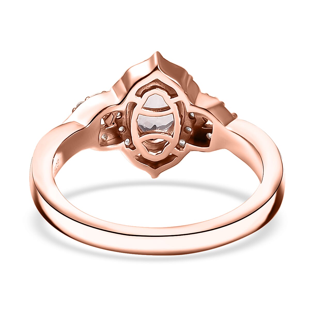 D'Joy Pink Morganite and White Zircon 0.90 ctw Ring in 18K Vermeil Rose Gold Sterling Silver (Size 8.0) image number 4