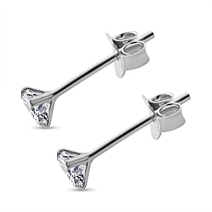 Moissanite 0.50 ctw Solitaire Stud Earrings in Rhodium Over Sterling Silver