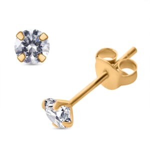 Moissanite 0.50 ctw Solitaire Stud Earrings in Vermeil Yellow Gold Over Sterling Silver