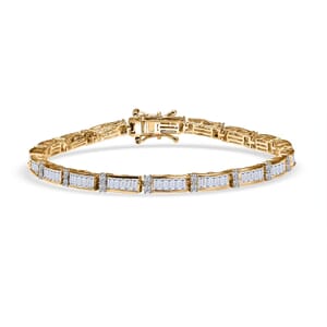Luxuriant Lab Grown Diamond G-H SI 4.00 ctw Art Deco Bracelet in 18K Vermeil Yellow Gold Over Sterling Silver (7.25 In)